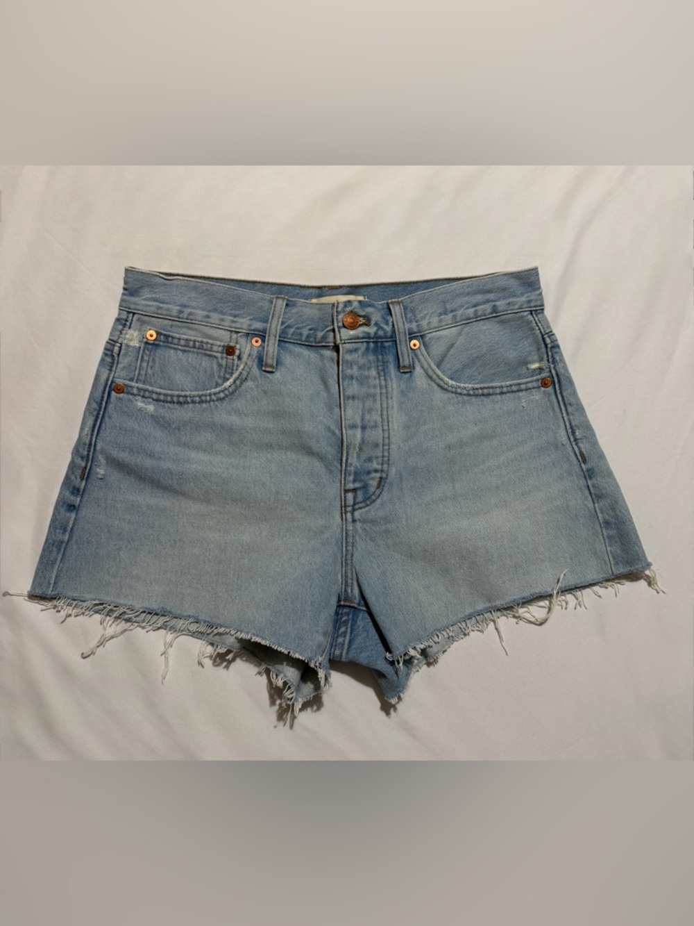 Madewell Light Blue High-Rise Denim Cutoff Shorts
